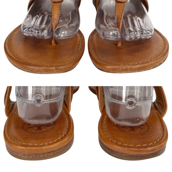 Tory Burch Amanda Flat Thong Tumbled Leather Brown Size 11 - Picture 9 of 15
